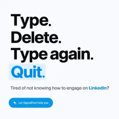 SignalPost ad: “Type. Delete. Type again. Quit.”