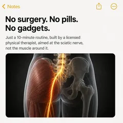 SootheSciatica Notes app style ad: “No surgery. No pills. No gadgets.”