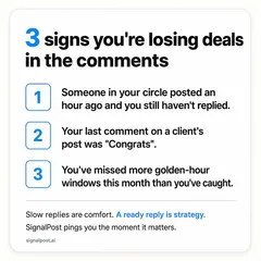 SignalPost ad: “3 signs you're losing deals in the comments”